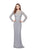 Primavera - 1966 Adorned Illusion Long Sleeve Gown in Silver