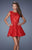 La Femme - 19681 Cap Sleeve Flare Lace Dress in Red