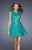 La Femme - 19681 Cap Sleeve Flare Lace Dress in Green