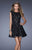 La Femme - 19681 Cap Sleeve Flare Lace Dress in Black