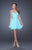 La Femme - 19687 Lacy Ruched Strapless Cocktail Dress In Blue