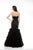 Colors Dress - 1968 Embroidered Strapless Ruffled Mermaid Gown in Black