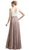 Cinderella Divine - Shirred Surplice Bodice Cascading A-Line Evening Gown