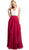 Cinderella Divine - Shirred Surplice Bodice Cascading A-Line Evening Gown