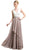 Cinderella Divine - Shirred Surplice Bodice Cascading A-Line Evening Gown