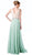 Cinderella Divine - Shirred Surplice Bodice Cascading A-Line Evening Gown