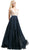 Cinderella Divine - Shirred Surplice Bodice Cascading A-Line Evening Gown