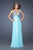 La Femme - 19694 Embellished Illusion Bateau A-line Dress In Blue