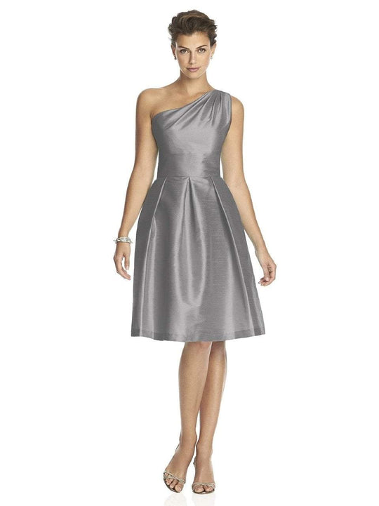 Alfred Sung - One Shoulder A-line Dress in Gray
