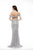Colors Dress - 1970 High Halter Neck Sequined Sheath Gown in Silver