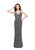 Primavera - 1970 Embellished V-neck Sheath Dress in Gray