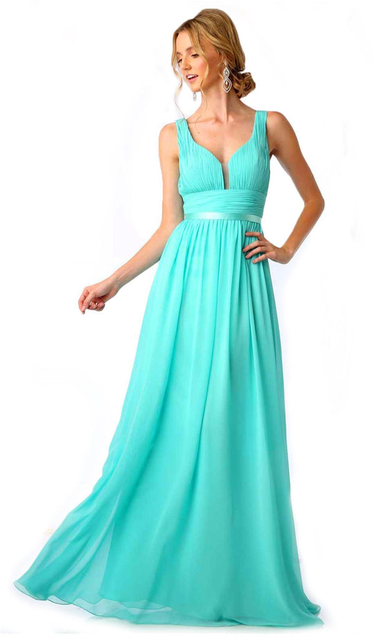 Cinderella Divine - Plunging Sweetheart Empire Chiffon Long Formal Dress