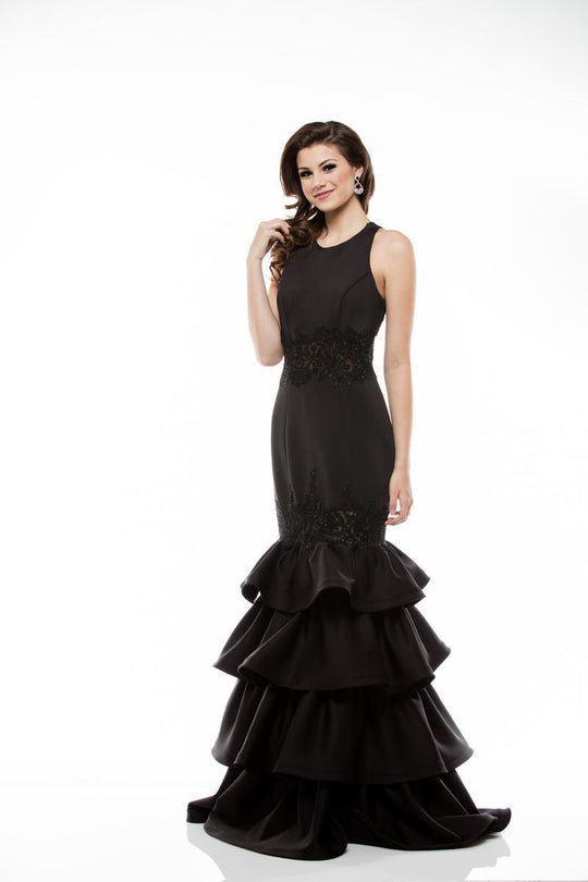 Colors Dress - 1973 Beaded Jewel Mermaid Dress in Black