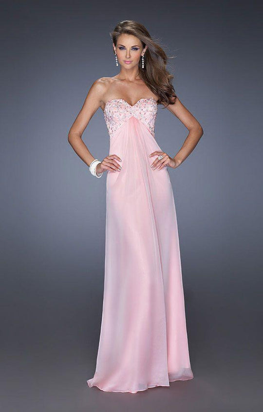 La Femme - 19740 Crystal Embellished Empire Evening Gown In Pink