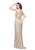 Primavera - 1974 Bejeweled Halter Column Dress in Neutral