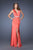 La Femme - 19751 Bead Embellished V-neck Sheath Dress In Orange