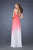 La Femme - 19752 Ombre V-neck Chiffon A-line Dress In Pink