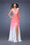 La Femme - 19752 Ombre V-neck Chiffon A-line Dress In Pink