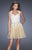 La Femme - 19753 Queen Anne Appliqued Cocktail Dress in White and Neutral