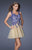 La Femme - 19753 Queen Anne Appliqued Cocktail Dress in Purple and Neutral
