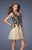 La Femme - 19753 Queen Anne Appliqued Cocktail Dress in Black and Neutral