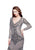 Primavera - 1975 Embellished Deep V-neck Column Dress in Gray
