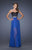 La Femme - 19766 Strapless Satin Chiffon Evening Dress In Black and Blue