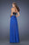 La Femme - 19766 Strapless Satin Chiffon Evening Dress In Black and Blue