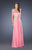 La Femme - 19767 Crystal Adorned Empire Sweetheart Gown In Pink and Orange
