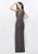 Primavera - 1976 Bedazzled Illusion Jewel Sheath Dress in Gray and Gold