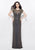 Primavera - 1976 Bedazzled Illusion Jewel Sheath Dress in Gray and Gold