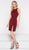 Colors Dress - 1977 Floral Embroidered High Slit Sheath Dress in Red