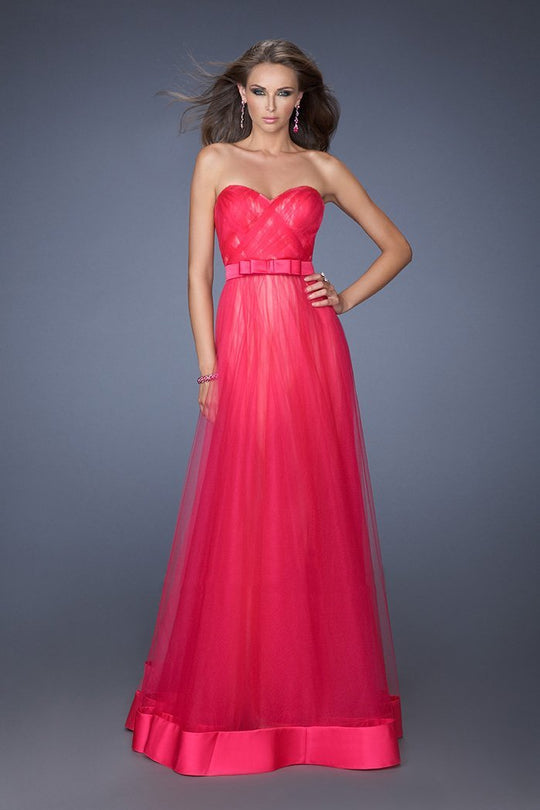 La Femme - 19809 Strapless Sweetheart Tulle Gown In Pink