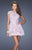 La Femme - 19811 Beaded Lace Cap Sleeves Cocktail Dress In Pink