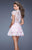 La Femme - 19811 Beaded Lace Cap Sleeves Cocktail Dress In Pink