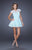 La Femme - 19811 Beaded Lace Cap Sleeves Cocktail Dress In Blue