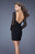 La Femme - 19817 Long Sleeve Sheer Polka Dot Jersey Dress In Black