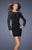 La Femme - 19817 Long Sleeve Sheer Polka Dot Jersey Dress In Black