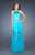 La Femme - 19840 Jeweled Halter Tulle A-line Dress In Blue