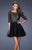 La Femme - 19841 Quarter Sleeve Polka Dot Tulle Mini Dress In Black