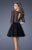 La Femme - 19841 Quarter Sleeve Polka Dot Tulle Mini Dress In Black