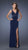 La Femme - Posh V-Neck Sheath Gown with Chevron Illusion Panels 19848 In Blue