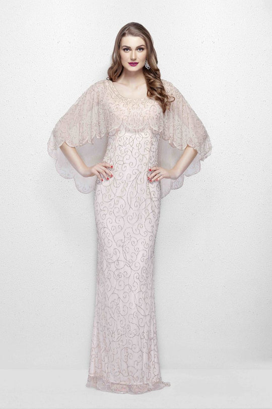 Primavera Couture - 1986 Beaded Scoop Fitted Dress With Overlay In Pink