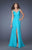 La Femme - 19881 Jewel Lace Ruched Evening Gown In Blue