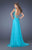 La Femme - 19881 Jewel Lace Ruched Evening Gown In Blue