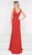 Colors Dress - 1989 Square Neckline Long Matte Faille Evening Dress in Red