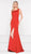 Colors Dress - 1989 Square Neckline Long Matte Faille Evening Dress in Red