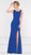 Colors Dress - 1989 Square Neckline Long Matte Faille Evening Dress in Blue