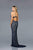 Scala - 48930 Sequined Plunging V-neck Sheath Dress In Blue and Neutral