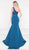 Colors Dress - 1992 Sleek One Shoulder Trumpet Dress in Blue and Green